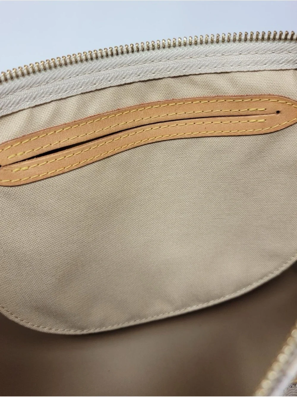 Louis Vuitton Cream and Tan Checkered Satchel